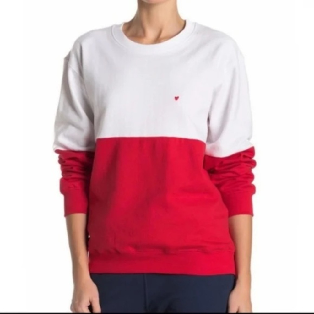 💕 Sub_Urban Riot Color Block Heart Sweatshirt ❤️🤍